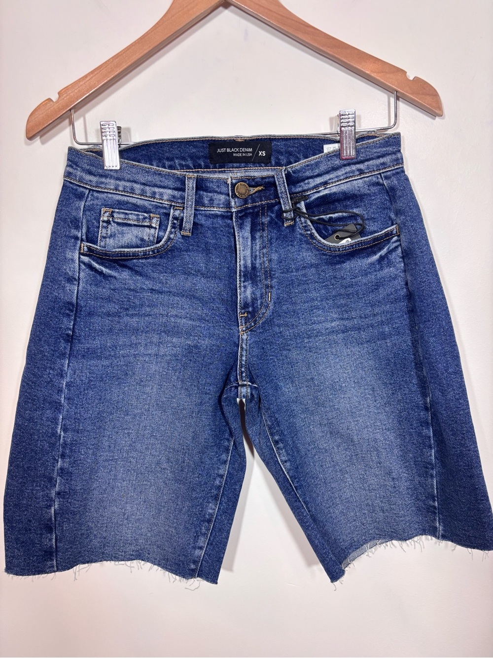 Just Black The Seamed Longer Short NWT XS Dark Denim BH522J Relaxed Elongted - Picture 6 of 16